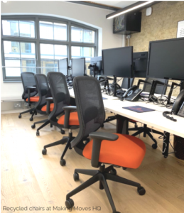Recycled office chairs and Making Moves HQ