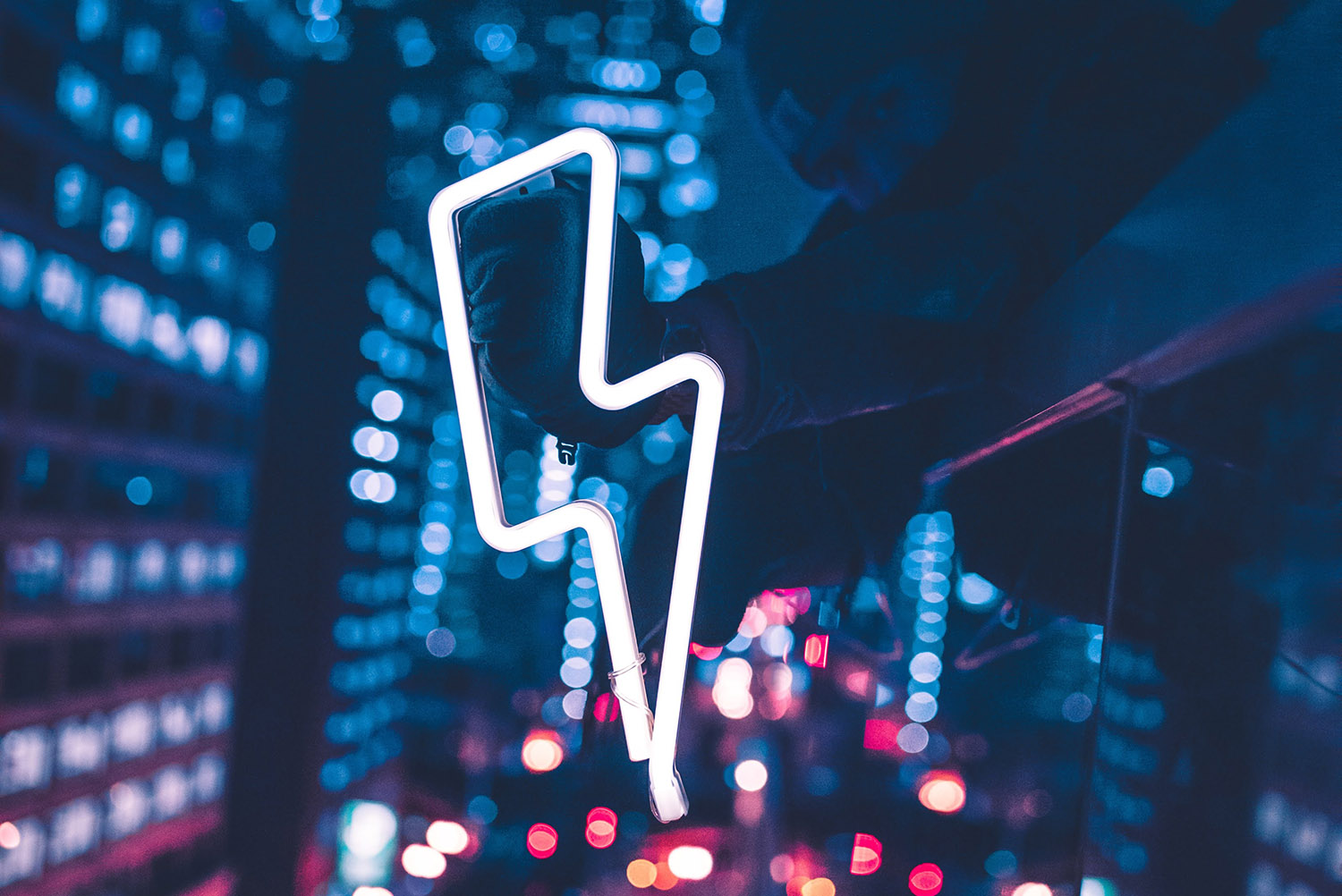 Neon lightning bolt