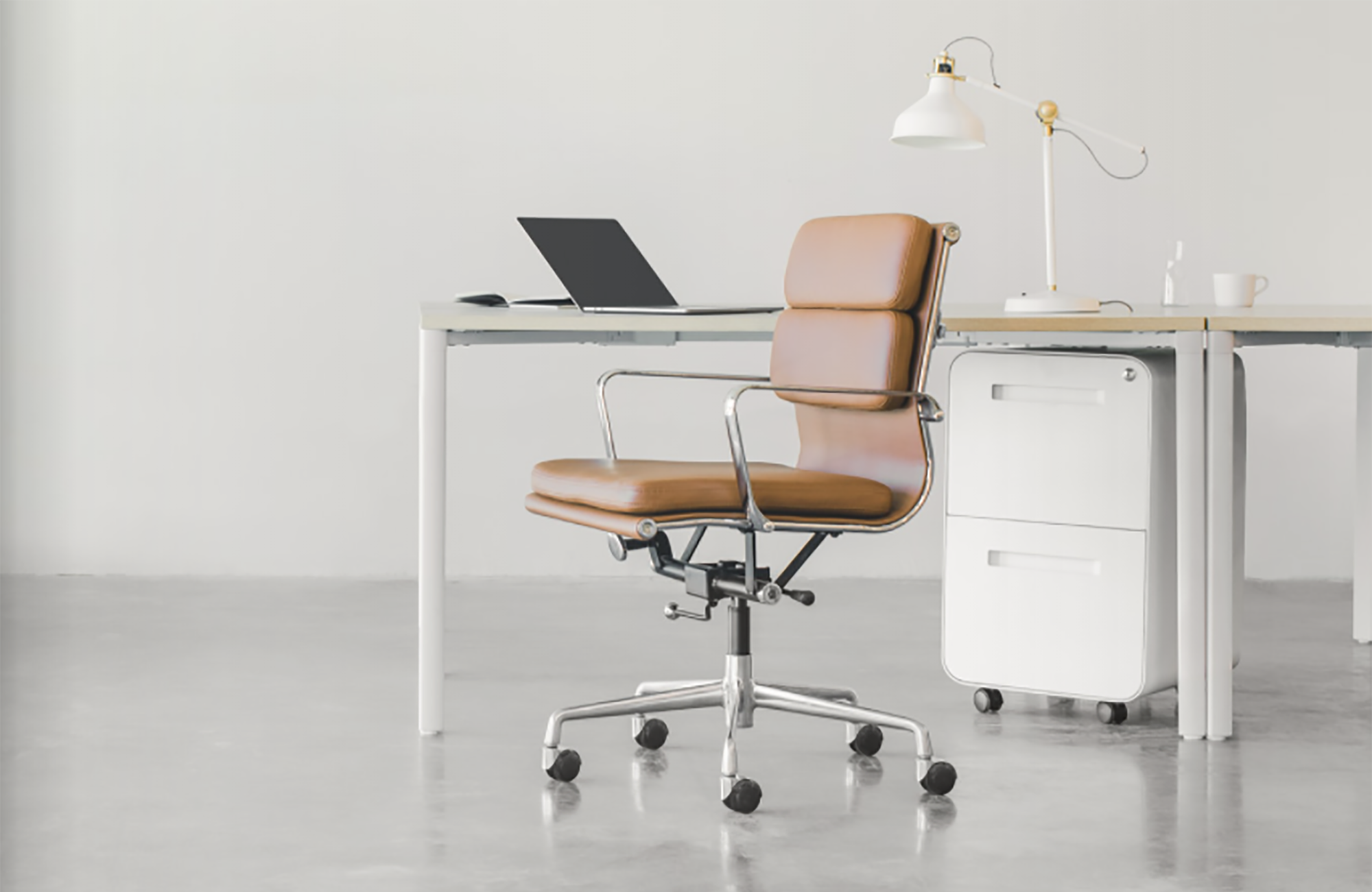 Desk and empty chair